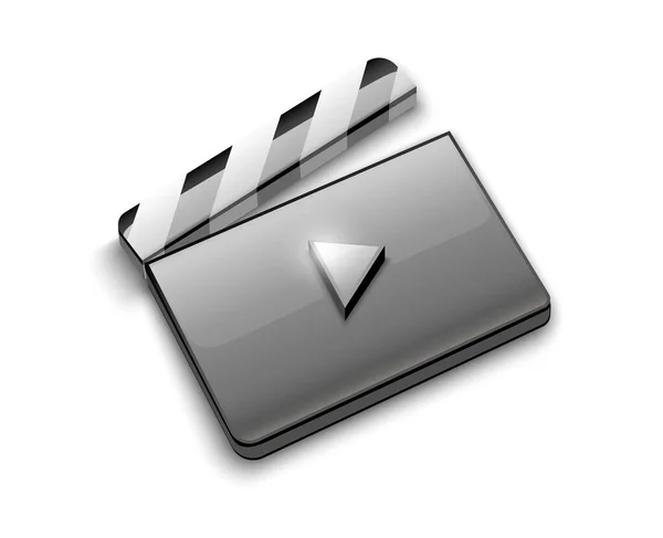 映画監督のクラップボード 映画機器 ブラックムービークラッパーボードアイコン または祭りのシンボルコンセプトのために開かれたクラップボード 映画製作およびビデオ制作業界ツール ベクターイラスト — ストックベクタ