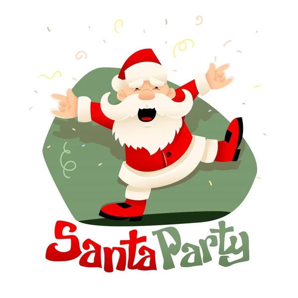 Vánoční Večírek Santa Clause Vtipná Kreslená Postava Pro Sváteční Oslavu — Stockový vektor