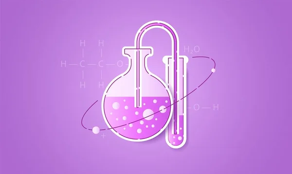 Tubos Químicos Con Banner Líquidos Icono Del Concepto Química Analítica — Archivo Imágenes Vectoriales