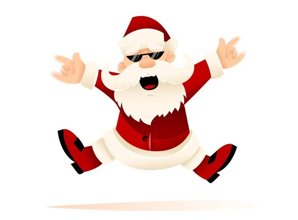Cool Christmas Santa Claus Dancing Party Divertido Personaje Dibujos Animados — Vector de stock