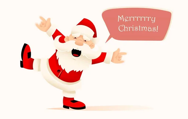 Natal Papai Noel Festa Dança Com Nuvem Mensagem Para Texto — Vetor de Stock