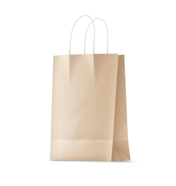 Shopping Bag Carta Kraft Mockup Isolato Realistico Design Sfondo Bianco — Vettoriale Stock