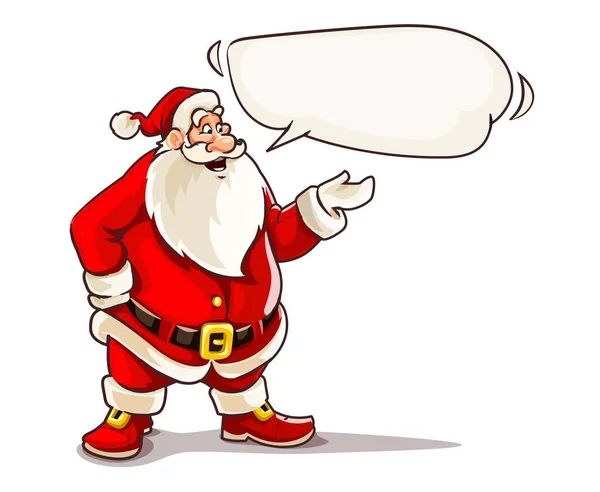 クリスマスサンタクロースはメッセージクラウドと話しています 漫画のキャラクターは 白い背景に隔離された ベクターイラスト — ストックベクタ