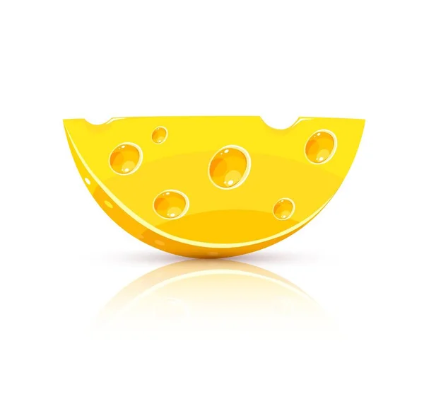 黄色のチーズのピース 白い背景に隔離されている ベクターイラスト — ストックベクタ