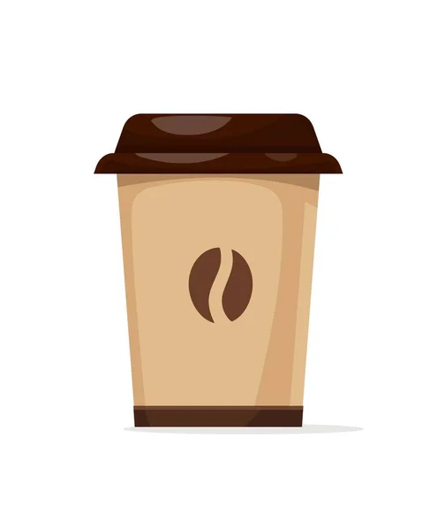 Paper Cup Hot Drink Morning Coffee Espresso Arabica Grains Takeaway — Stok Vektör