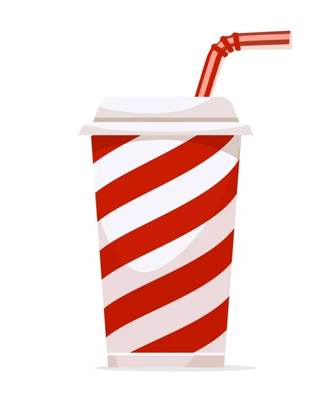Paper Cup Drinks Lid Red Straw Cola Water Soda Juice — Archivo Imágenes Vectoriales