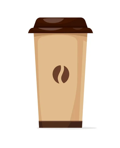 Big Paper Cup Hot Drink Morning Coffee Cappuccino Arabica Grains — Stock Vector