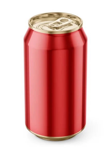Glossy Metallic Alluminium Tin Beer Can Mockup Packaging Drinks Soda — Stock Photo, Image