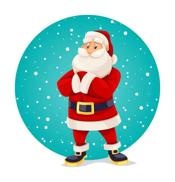 Χαμογελώντας Άγιος Βασίλης Κόκκινο Κοστούμι Στέκεται Μόνος Του Χριστουγεννιάτικος Χαρακτήρας — Διανυσματικό Αρχείο