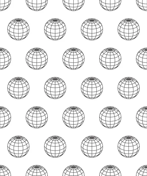 Seamless Pattern Abstract Contour Globe — Stock Vector