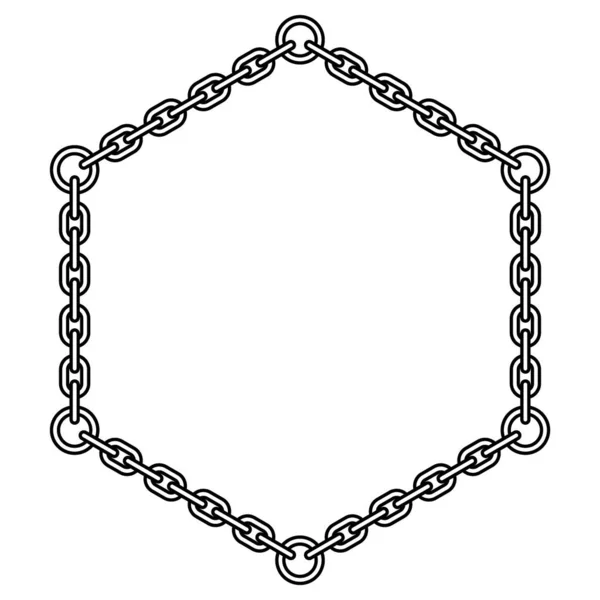 Illustration Abstract Contour Hexagon Chain — Stock Vector