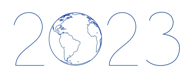 Illustration 2023 Contour Globe Lettering Elements Image Furnished Nasa — Stock Vector