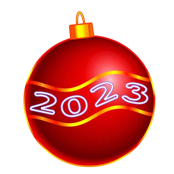 Illustration Christmass Ball 2023 New Year Number — Stock Vector