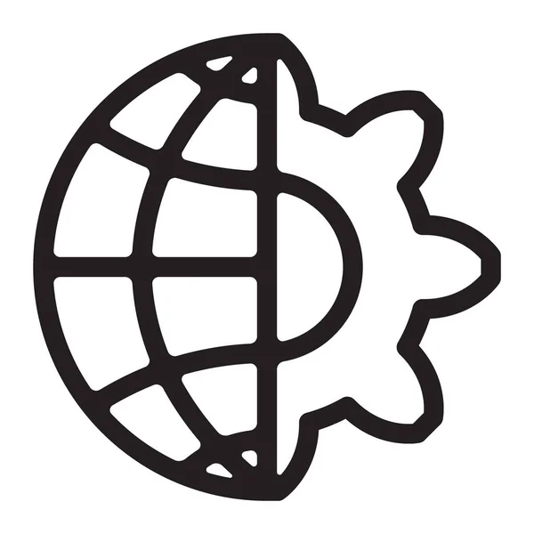 Illustration Globe Symbole Roue Dentée — Image vectorielle