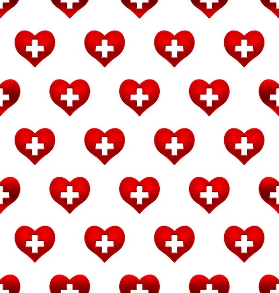 Απρόσκοπτη Μοτίβο Των Αφηρημένων Καρδιές Αφαιρούμενο Σταυρό — Διανυσματικό Αρχείο