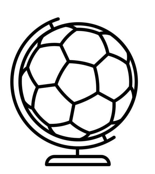Illustration Ballon Football Contour Sur Support Globe Stan — Image vectorielle