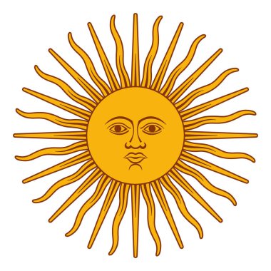 Sun of May illustration. Argentinian flag symbo