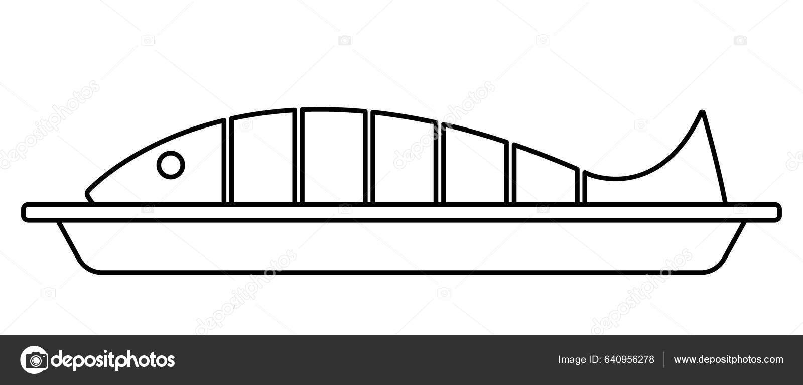 Outline Illustration Grilled Fish Plate Stock Vector by ©AlexanderZam