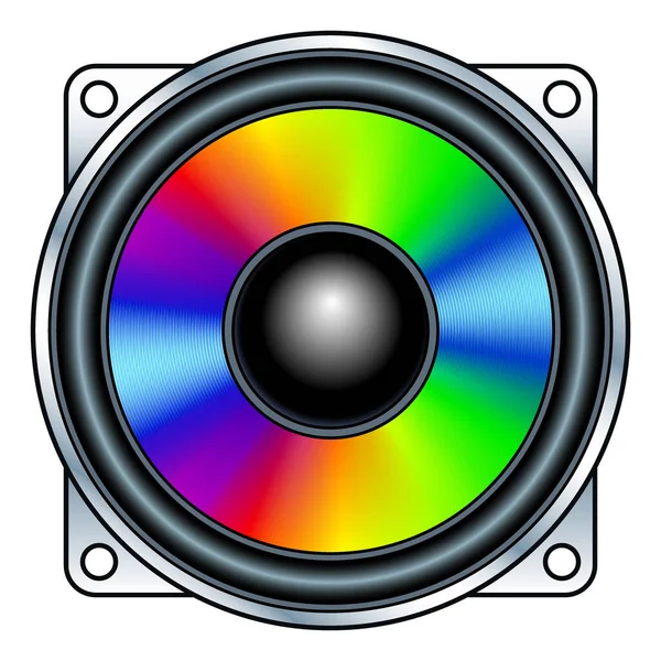 Illustration Audio Loud Speaker Rainbow Diffuser — ストックベクタ