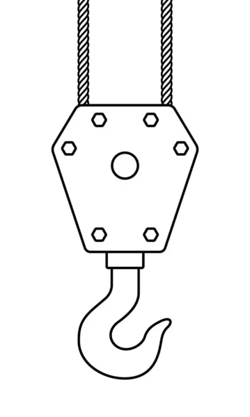 Contour Illustration Industrial Lifting Crane Hook — Stock Vector