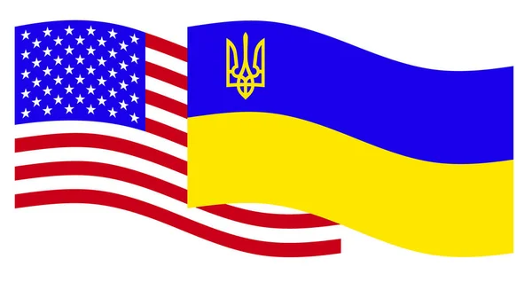 Bandeiras Dos Eua Ucrânia — Vetor de Stock