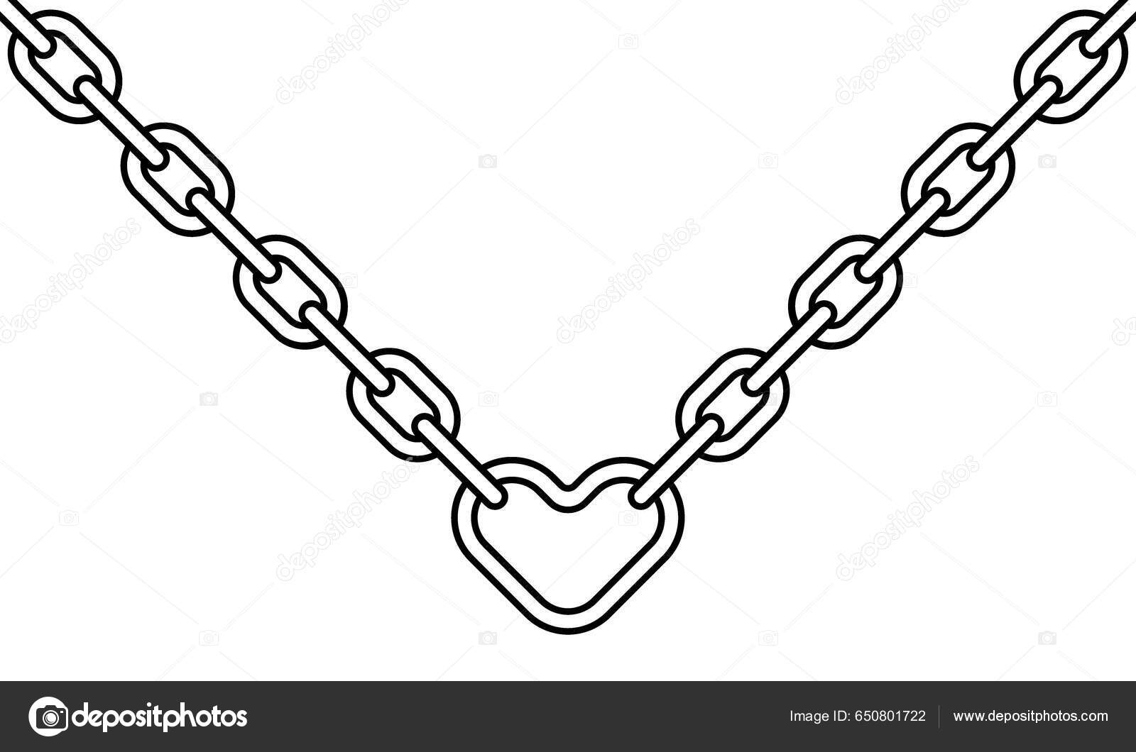 Contour Illustration Chain Heart Link Stock Vector by ©AlexanderZam
