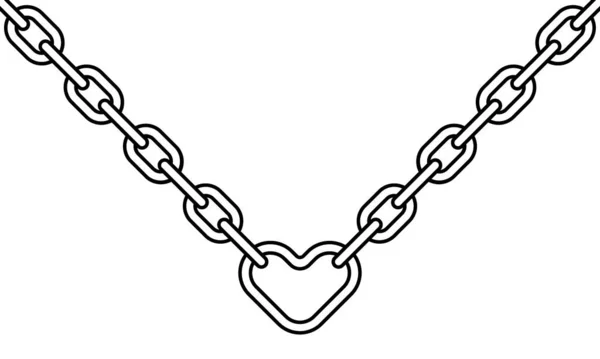 Contour Illustration Chain Heart Link — Stock Vector