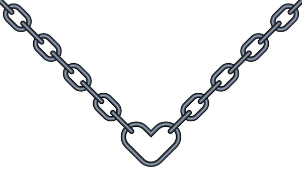 Illustration Steel Chain Heart Link — Stock Vector