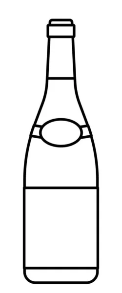 Контурная Иллюстрация Бутылки Бокала Вина — стоковый вектор