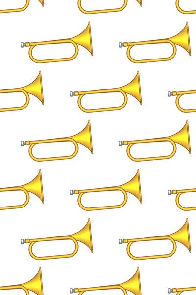 Patrón Inconsútil Una Trompeta Instrumento Musical Simple — Vector de stock