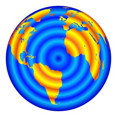 Soyut bir düz ve dalgalı bir Dünya küresinin tasviri