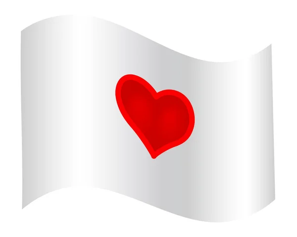 Ilustración Una Bandera Voladora Abstracta Con Símbolo Rojo Del Corazón Ilustración De Stock