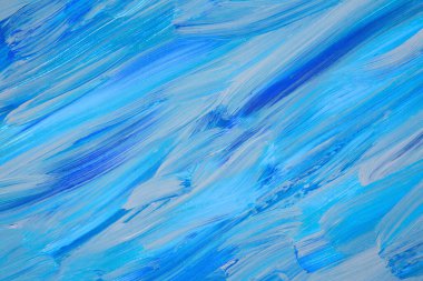 Arkaplan olarak renkli boya dokusu. Mavi ve gri soyut yatay görüntü. Akrilik resim.