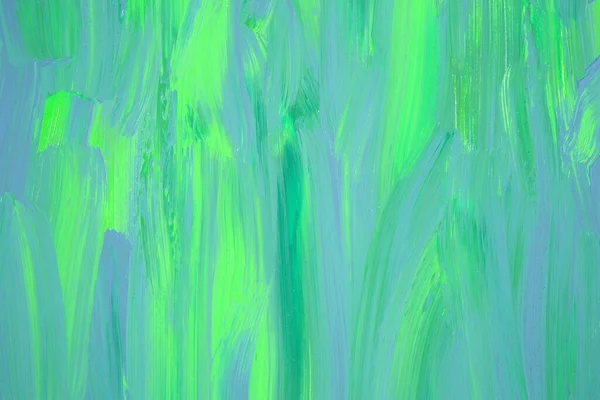 Colorful painting texture as a background. Green and blue abstract horizontal image. Acrylic painting.