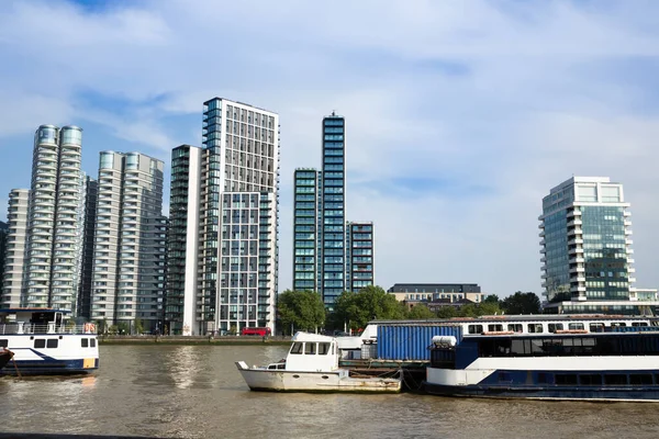 stock image View of modern buildings on Albert Embankment at River Thames.