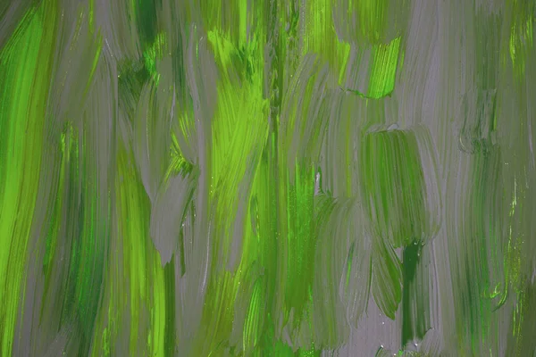 色彩斑斓的绘画纹理为背景 绿色和灰色抽象水平图像 丙烯酸绘画 — 图库照片