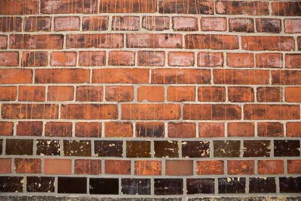 Régi Piros Tégla Fal Háttér Részben Történelmi Épület — Stock Fotó