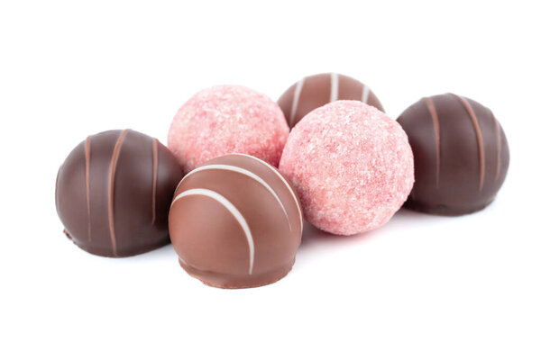 Assorted Chocolate isolated on white background.