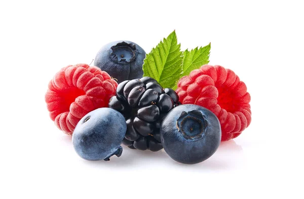 Mix Berries Closeup White Background — Stock Photo, Image
