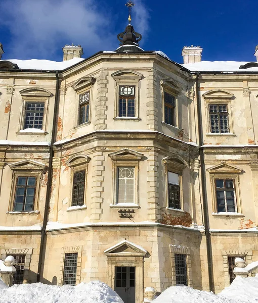 Castello Pidhirtsi Vista Con Neve Inverno Regione Lviv Ucraina — Foto Stock