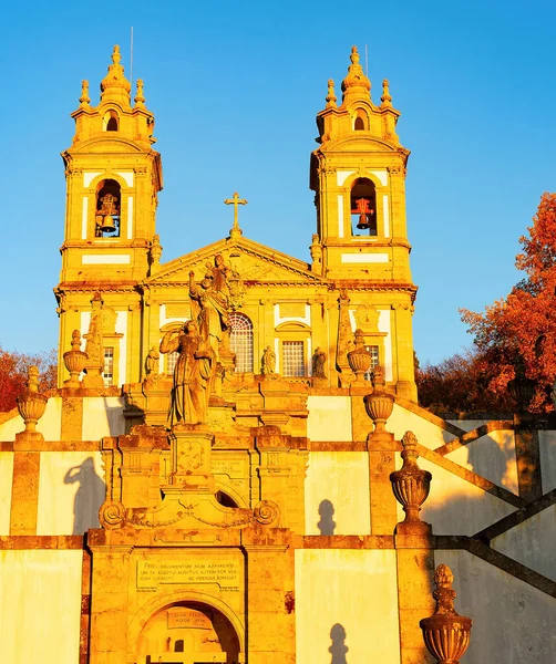 Bom Jesus Monte Barokowy Widok Zachód Słońca Kościele Braga Portugalia — Zdjęcie stockowe