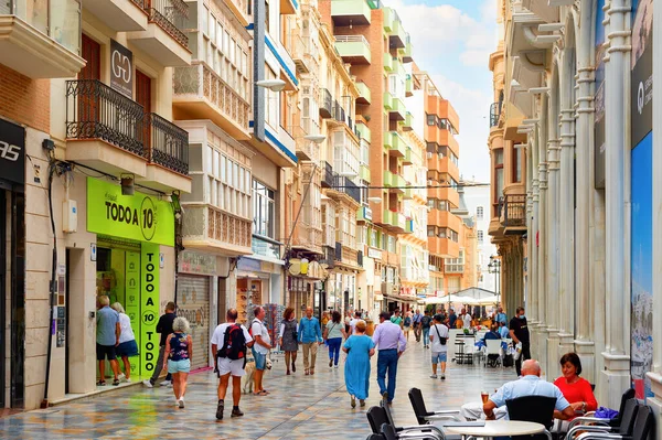 Cartagena Espanha Novembro 2021 Pessoas Rua Comercial Central Cafés Arquitetura — Fotografia de Stock