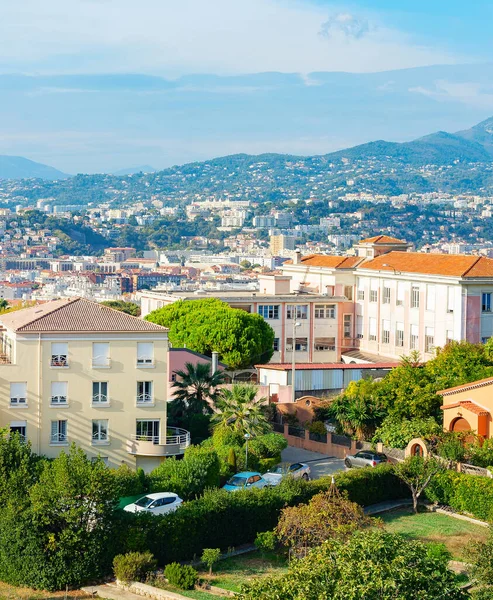 Scenic Nice Cityscape Mountains View Bright Sunlight France — Foto de Stock