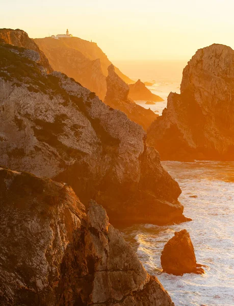 Cabo Roca Pohled Při Západu Slunce Malebný Přímořský Mys Atlantského — Stock fotografie