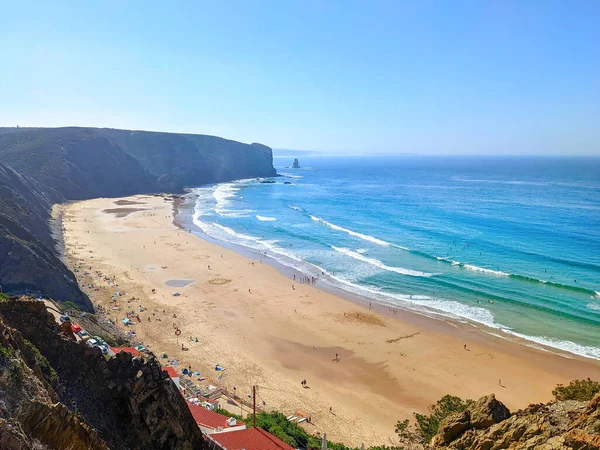 葡萄牙Aljezur 大西洋海岸 著名冲浪胜地 有Arrifana海滩的风景海景 — 图库照片