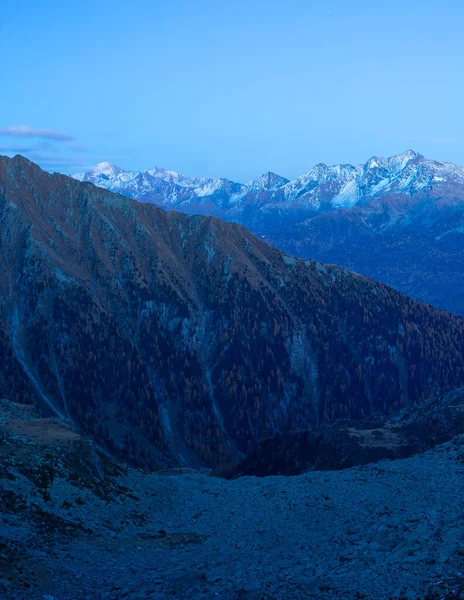 Atardecer Alpes Paisaje Con Picos Nevados Montaña Fondo Austria — Foto de Stock