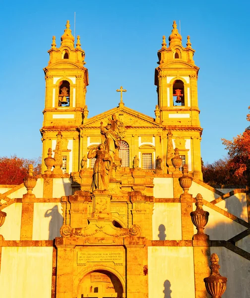 Bom Jesus Monte Barokowy Widok Zachód Słońca Kościele Braga Portugalia — Zdjęcie stockowe