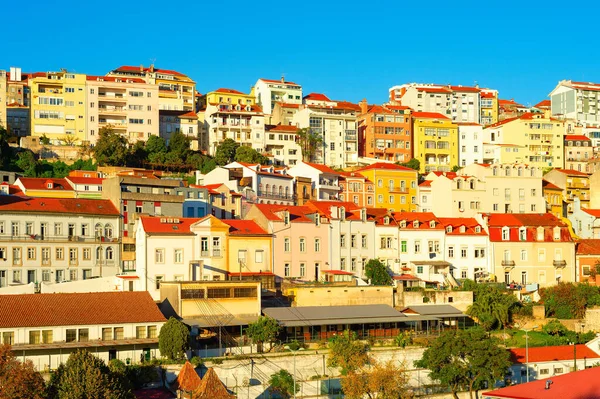 Kaskadenartige Architektur Der Wohngegend Typische Hausgebäude Rote Dächer Sonnenuntergang Porto — Stockfoto