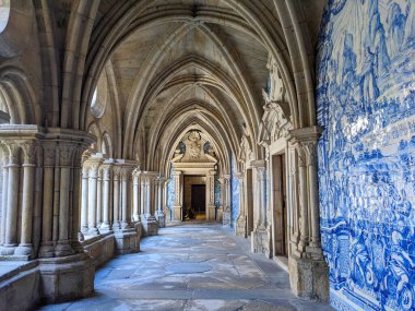 Porto, Portugal, February 15, 2023: Interior of Porto Cathedral Se do Porto . This Cathedral is is one of the city's oldest monuments clipart