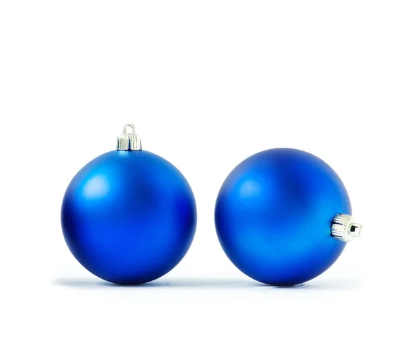 Bolas Azules Navidad Aisladas Blanco — Foto de Stock
